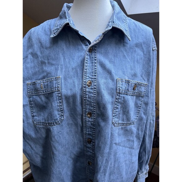 Vintage Route 66 Men XL Shirt Button Down Denim Original Blue 90s Western - Picture 3 of 8